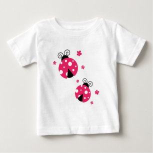 Cute Pink Labybird and Flowers