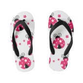 Cute Pink Labybirds and Flowers Kinder Teenslippers (Voetbed)