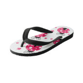 Cute Pink Labybirds and Flowers Kinder Teenslippers (Schuin)