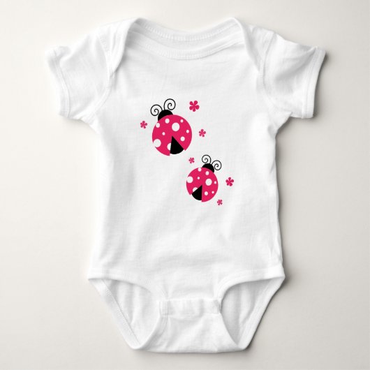 Cute Pink Labybirds and Flowers Romper (Voorkant)