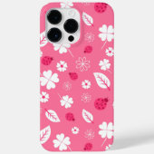 Cute Pink Ladybug and Clover Pattern iPhone Case (Achterkant)