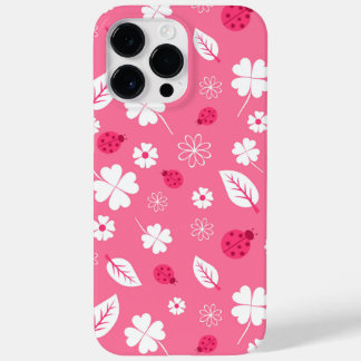 Cute Pink Ladybug and Clover Pattern iPhone Case