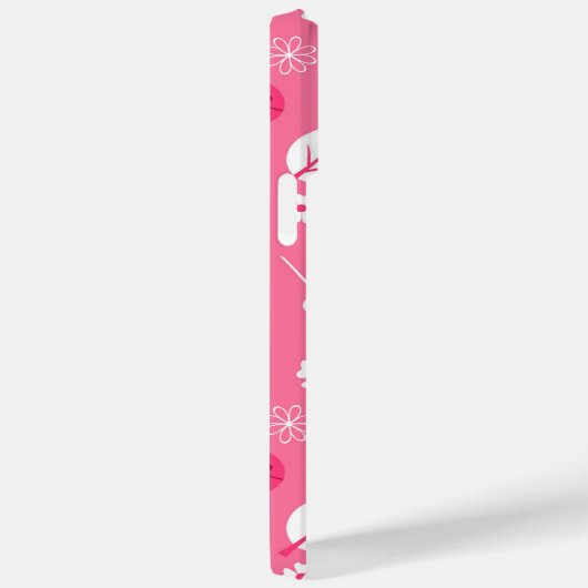 Cute Pink Ladybug and Clover Pattern iPhone Case (Achterkant / Rechts)