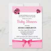 Cute Pink Ladybug Baby shower Kaart (Voorkant)