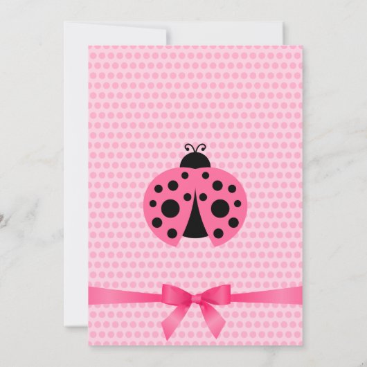 Cute Pink Ladybug Baby shower Kaart (Achterkant)