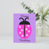 Cute Pink Ladybug Birthday Briefkaart (Staand voorkant)