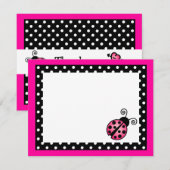 Cute Pink Ladybug Flat Hartelijk dank Notitiekaartje (Voorkant / Achterkant)