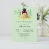 Cute Pink Ladybug Forrest Baby shower Kaart (Staand voorkant)