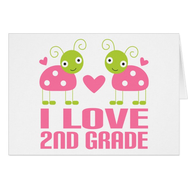 Cute Pink Ladybug I Love 2e Grade Gift (Voorkant Horizontaal)