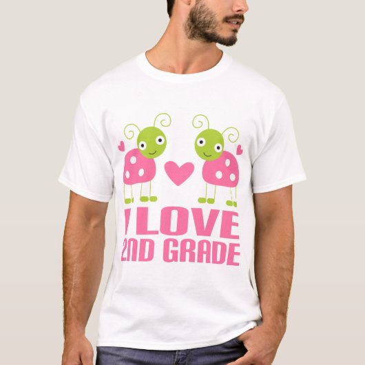 Cute Pink Ladybug I Love 2e Grade Gift T-shirt (Voorkant)
