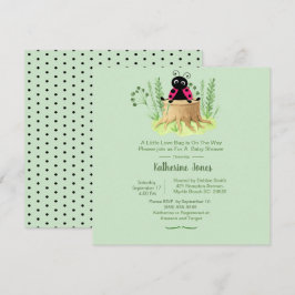 Cute Pink Ladybug in Forrest Baby shower Kaart
