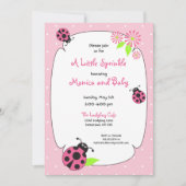 Cute Pink Ladybug Invitation Kaart (Voorkant)