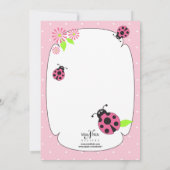 Cute Pink Ladybug Invitation Kaart (Achterkant)