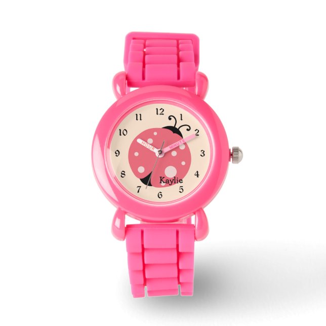 Cute Pink Ladybug Kinder Watch Horloge (Voorkant)