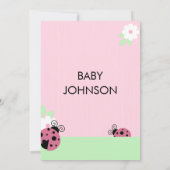 Cute Pink Ladybug Mint Girl Baby shower Invites Kaart (Achterkant)
