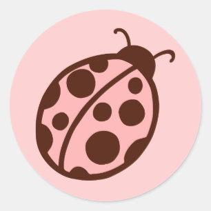 Cute Pink Ladybug Party Stickers