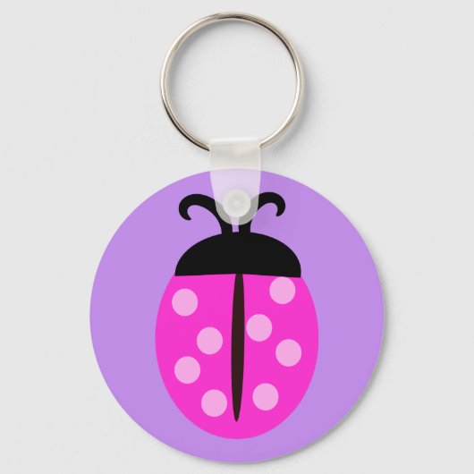 Cute Pink Ladybug Sleutelhanger (Voorkant)
