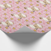 Cute Pink Lamb Girl Baby shower Cadeaupapier (Hoek)