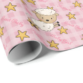 Cute Pink Lamb Girl Baby shower Cadeaupapier (Rol Hoek)