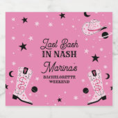 Cute Pink Last Bash in Nash Nashville Bachelorette Sparkling Wijnetiket (Enkel label)