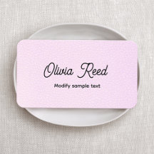 Cute Pink Leather Script Visitekaartje