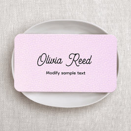 Cute Pink Leather Script Visitekaartje