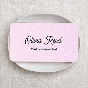 Cute Pink Leather Script Visitekaartje