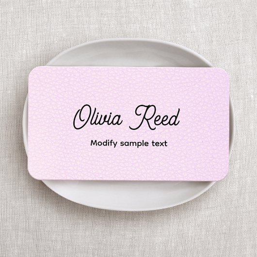 Cute Pink Leather Script Visitekaartje