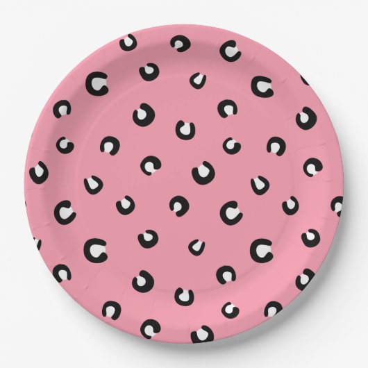 Cute Pink Leopard Pattern Papieren Bordje (Voorkant)