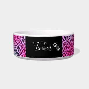 Cute Pink Leopard Print Personated Pet  Voerbakje