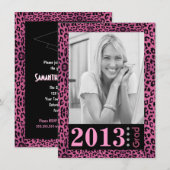 Cute Pink Leopard Print Photo Afstuderen Kaart (Voorkant / Achterkant)