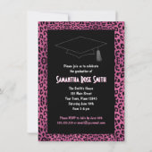 Cute Pink Leopard Print Photo Afstuderen Kaart (Achterkant)