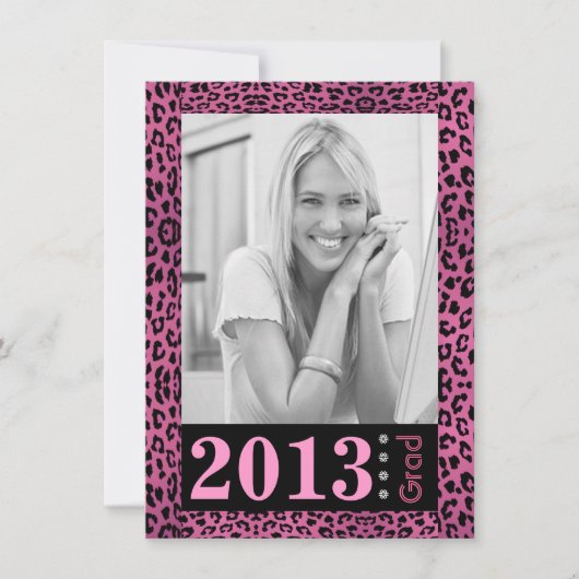 Cute Pink Leopard Print Photo Afstuderen Kaart (Voorkant)