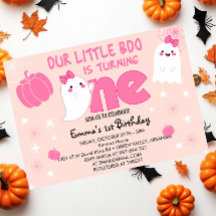 Cute Pink Little Boo Halloween First Birthday