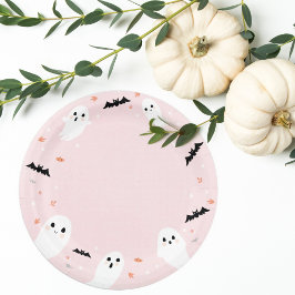 Cute Pink Little Boo Halloween Paper Borden Papieren Bordje