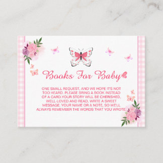 Cute Pink Little Butterfly Baby's Book Request  Informatiekaartje