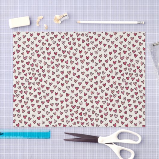Cute Pink Little Hearts Tissue Paper Tissuepapier (Craft)