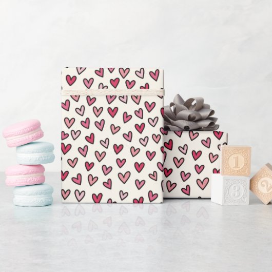 Cute Pink Little Hearts Wrapping Paper Roll Cadeaupapier (Baby Shower)