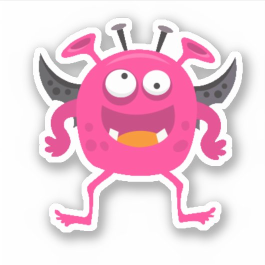 Cute Pink Little Monster Halloween Sticker (Voorkant)