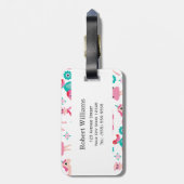 Cute Pink Little Princess Unicorn Magical Pattern Bagagelabel (Achterkant verticaal)