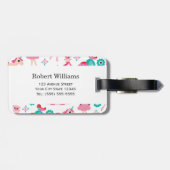 Cute Pink Little Princess Unicorn Magical Pattern Bagagelabel (Achterkant horizontaal)