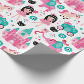 Cute Pink Little Princess Unicorn Magical Pattern Cadeaupapier (Hoek)