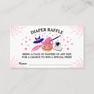 Cute Pink Little Pumpkin Baby shower Diaper Raffle Visitekaartje