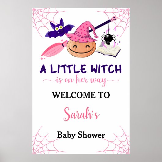 Cute Pink Little Pumpkin Baby shower Welcome Sign Poster (Voorkant)
