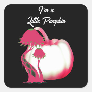 Cute Pink Little Pumpkin Halloween Herfst Toadstoo Vierkante Sticker