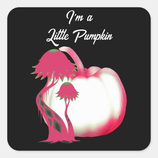 Cute Pink Little Pumpkin Halloween Herfst Toadstoo Vierkante Sticker (Voorkant)