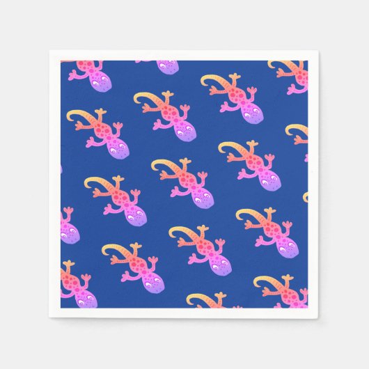 Cute Pink Lizard Gecko Pattern Kinderen Birthday Servetten (Voorkant)