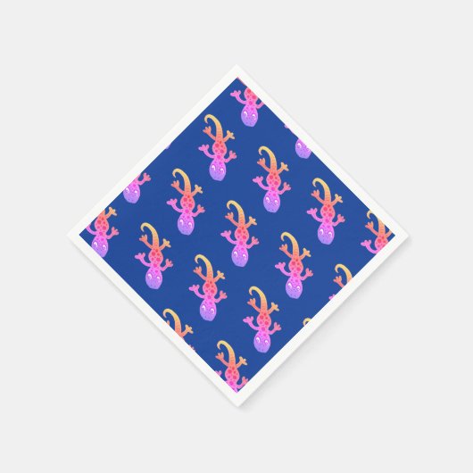 Cute Pink Lizard Gecko Pattern Kinderen Birthday Servetten (Hoek)