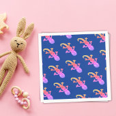 Cute Pink Lizard Gecko Pattern Kinderen Birthday Servetten