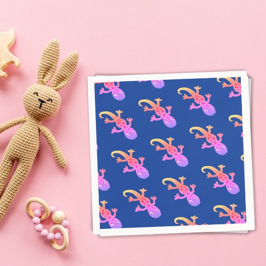 Cute Pink Lizard Gecko Pattern Kinderen Birthday Servetten